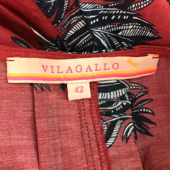 VILAGALLO Silk Blend Boho Ethnic Short Sleeve Blouse - Picture 6 of 9